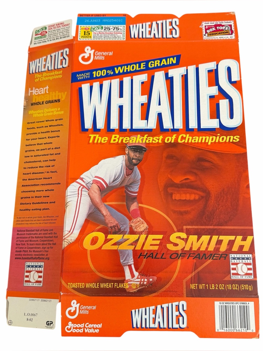 General Mills Wheaties Ozzie Smith St Louis Cardinals Flat Box 2002 Baseball